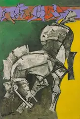 Untitled by M. F. Husain, Oil on canvas, sold Jul 2021