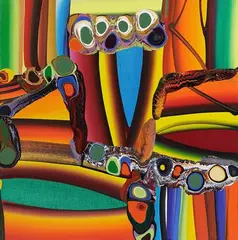 Stretched Bodies by Bose Krishnamachari, Acrylic on canvas, sold May 2021