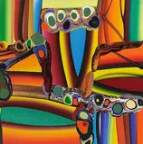 Stretched Bodies by Bose Krishnamachari, Acrylic on canvas, sold May 2021