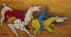Untitled by M. F. Husain, Acrylic on canvas, sold Oct 2021