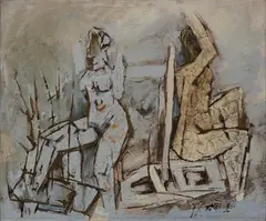 Untitled by M. F. Husain, Oil on canvas, sold Oct 2021