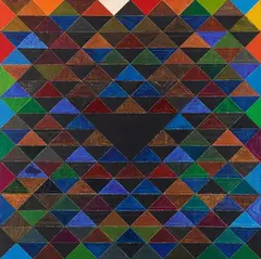 Triangles by S. H. Raza, 1998, Acrylic on canvas, sold Oct 2021