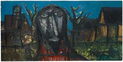Christ in a Village by F. N. Souza, 1958, Oil on board, sold Apr 2021