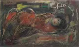 Untitled (Dreaming Girl) by Sailoz Mookherjea, Oil on canvas, sold Apr 2021