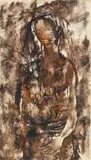 Autumn Girl by Krishen Khanna, Oil on canvas, sold Jul 2021
