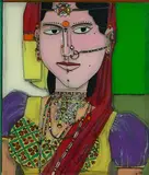 Untitled by K. Laxma Goud, Reverse painting on acrylic sheet pasted on paper, sold Jul 2021