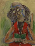 Self Portrait with a Book by Paritosh Sen, Acrylic on board, sold Jul 2021