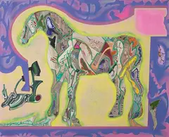 Simulated Decoding: Trojan Horse by Anandajit Ray, 2020, Mixed media on paper, sold Jul 2021