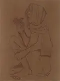 Untitled by Krishen Khanna, Conte on paper, sold Mar 2021