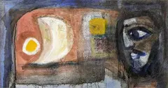 Untitled (Man and Moon) by Badri Narayan, Oil on canvas, sold Mar 2021