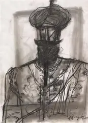 Untitled by K. M. Adimoolam, 2000, Charcoal on paper, sold Mar 2021