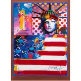 God Bless America II by Peter Max, mixed media, sold Feb 2026