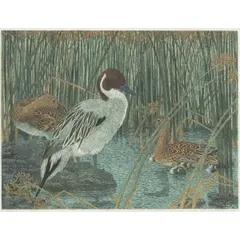 Pintails by Janet Turner, 1982, linocut with serigraph, sold Feb 2026