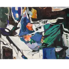 Untitled by Elsa Warner, acrylic on board, sold Feb 2026
