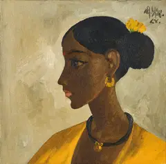 Untitled by B. Prabha, Oil on canvas laid on board, sold Jul 2026