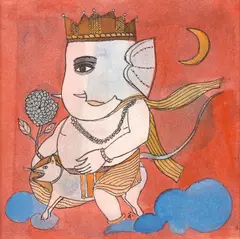 Sri Ganesh in the Night Sky by Badri Narayan, 2000, Ink and watercolour on paper, sold Jul 2026