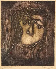 Portrait by Kanwal Krishna, Aquatint print on paper, sold Jul 2026