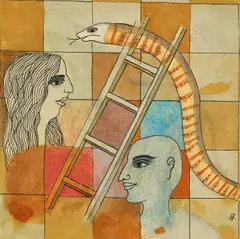 Snake and Ladder by Badri Narayan, 2001, Pencil, ink and watercolour on paper, sold Jul 2026