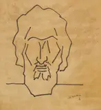Untitled (Self Portrait) by Maqbool Fida Husain, Pencil and ink on paper, sold Jul 2026