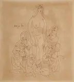 Untitled (Snow White and the Seven Dwarves) by F. N. Souza, Ink on paper, sold Jul 2026