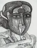 Telangana Lady by Thota Vaikuntam, Charcoal on canvas, sold Jul 2026