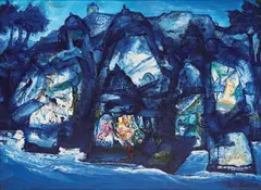 Evening Light by Manu Parekh, 1992, Acrylic on canvas, sold Jul 2026