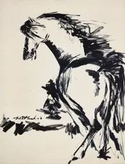 Untitled (Horse) by B. Vithal, Oil on canvas, sold Jul 2026