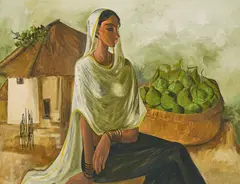 Untitled (Fruit Seller) by B. Prabha, Oil on canvas, sold Sep 2026
