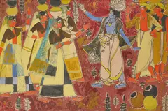 Untitled (Krishna and Gopis) by B. Prabha, Ink and gouache on card, sold Sep 2026