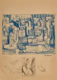 Howrah Station by Somnath Hore, Ink on paper, sold Sep 2026