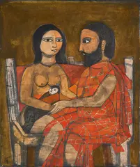 The Family by Badri Narayan, 1979, Ink and watercolour on paper, sold Sep 2026