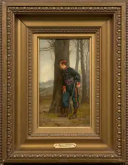 Garde mobile aux aguets by Étienne-Prosper Berne-Bellecour, Huile sur panneau, parqueté, sold Apr 2025