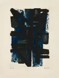 Eau-forte I by Pierre Soulages, 1952, Eau-forte en noir et bleu sur Rives filigrané, sold May 2025