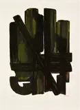 Eau-forte VIII by Pierre Soulages, 1957, Eau-forte en noir, brun et vert sur Rives filigrané, sold May 2025