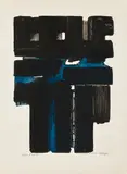 Eau-forte Xa by Pierre Soulages, 1957, Eau-forte en noir et bleu, sold May 2025