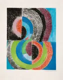 Avec moi-même - 1970 - 1 planche by Sonia Delaunay, Eau-forte et aquatinte en noir sur Japon nacré, sold May 2025