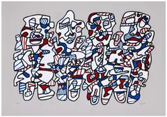 Les Quatre personnages by Jean Dubuffet, 1974, Lithographie en couleurs, sold May 2025