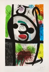 La Femme toupie by Joan Miró, 1974, Eau-forte et aquatinte en couleurs, sold May 2025