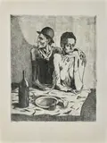 Le Repas Frugal by Pablo Picasso, 1913, Eau-forte et grattoir sur zinc imprimée sur Vélin van Gelder, sold May 2025