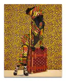 Sans titre by Henry James, 2024, Acrylique et tissu imprimé marouflé sur toile, sold Jun 2025