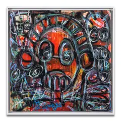 Sans titre by Aboudia, 2021, Technique mixte sur toile, sold Jun 2025