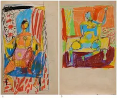 Untitled by K. G. Subramanyan, Pen and crayon on paper, offered Jan 2021