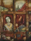 Untitled by Anjolie Ela Menon, Oil on Masonite, sold Dec 2020