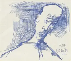 Untitled by S. H. Raza, Ink on paper, sold Jul 2020