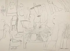 Untitled by Arpita Singh, Ink on paper, sold Apr 2020