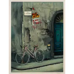 Bicycle on the Corner by Thomas Pradzynski, serigraph, sold Feb 2026