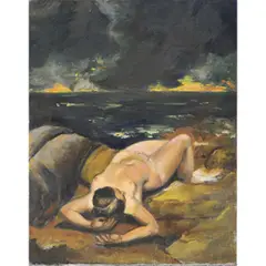 Nude by the Sea by Barbara Fracchia, oil on board, sold Feb 2026