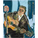 Musician with Guitar by Jon Andrew Schooler, 2015, oil on canvas, sold Feb 2026