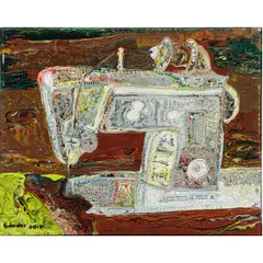 Sewing Machine by Jon Andrew Schooler, 2010, oil on canvas, sold Feb 2026