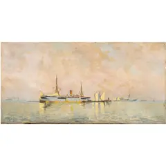 Untitled (Transatlantic Ship) by Eduardo de Martino, oil on canvas, sold Feb 2026